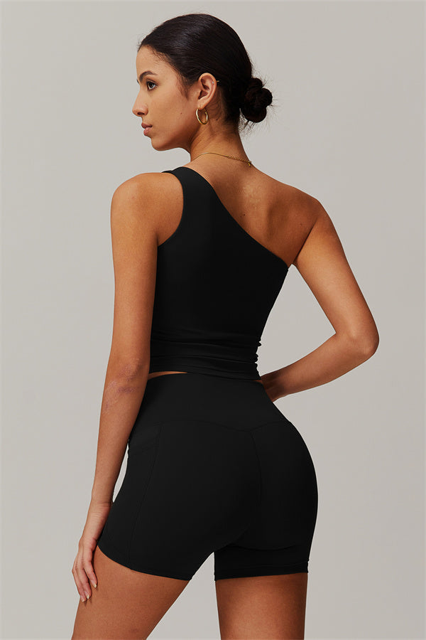 One-Shoulder Crop Top & Shorts Set