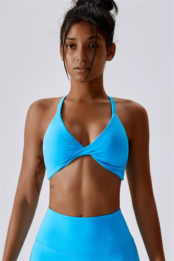 Twist-Front Crossback Sports Bra
