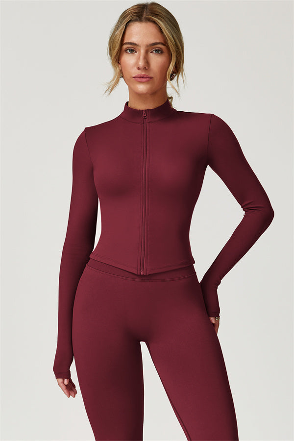 Zip-Up Stand Collar Active Jacket