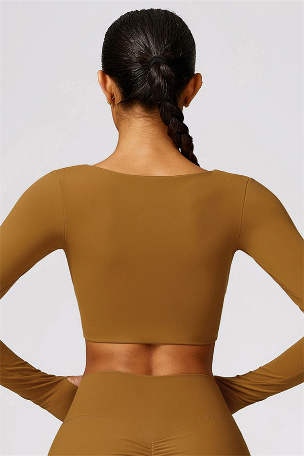Twist Front Long Sleeve Crop Top