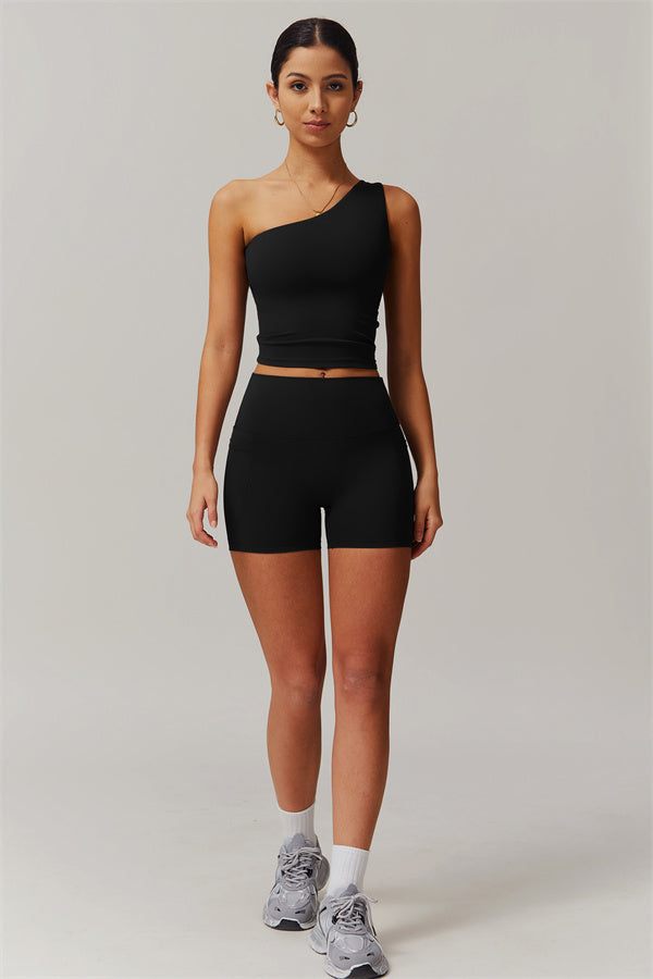 One-Shoulder Crop Top & Shorts Set