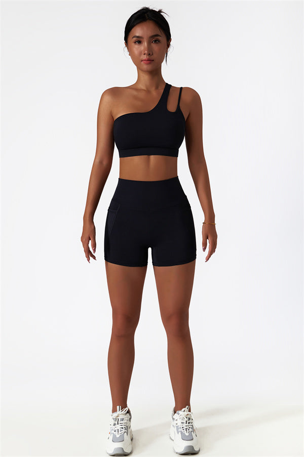 Asymmetrical One-Shoulder Sports Bra