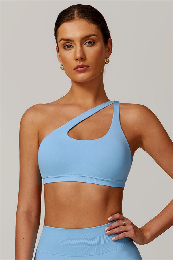 Asymmetrical Cutout One-Shoulder Sports Bra