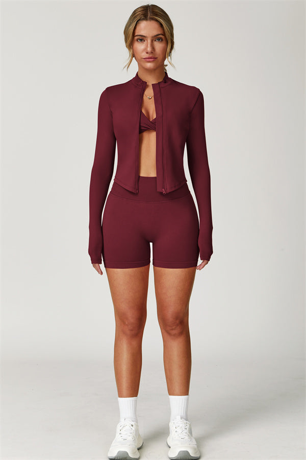 Zip-Up Stand Collar Active Jacket