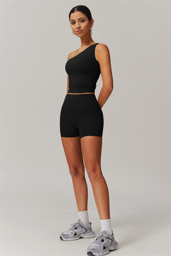 One-Shoulder Crop Top & Shorts Set