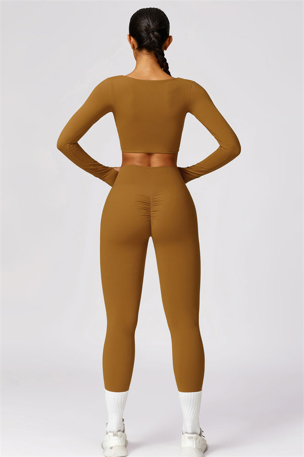 Twist Front Long Sleeve Crop Top