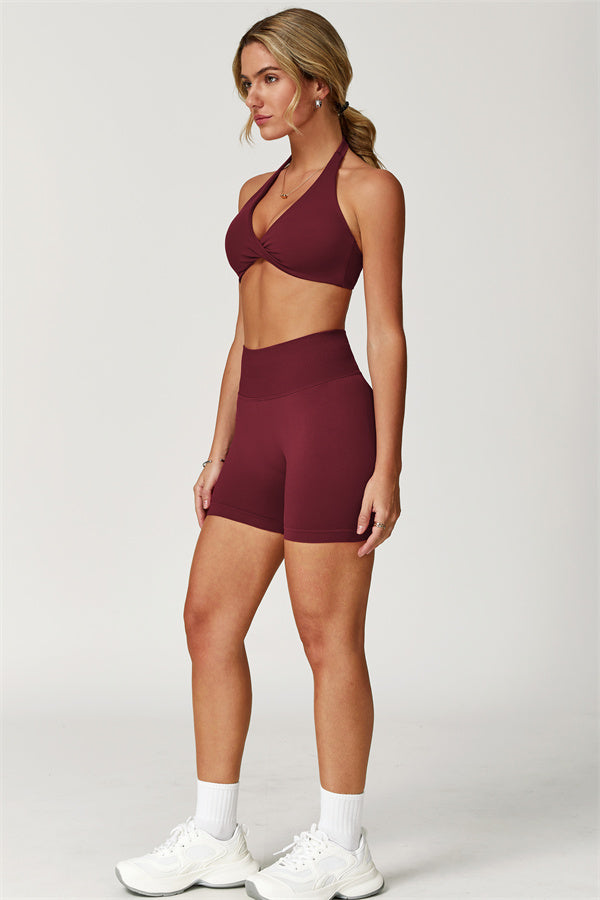 Twist-Front Open Back Sports Bra