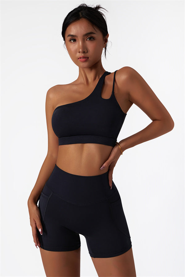 Asymmetrical One-Shoulder Sports Bra