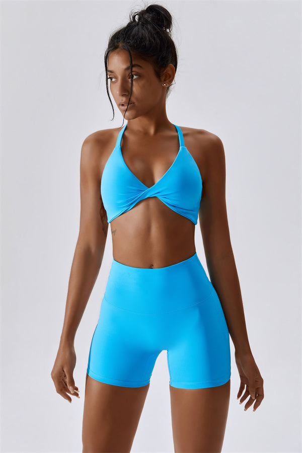 Twist-Front Crossback Sports Bra