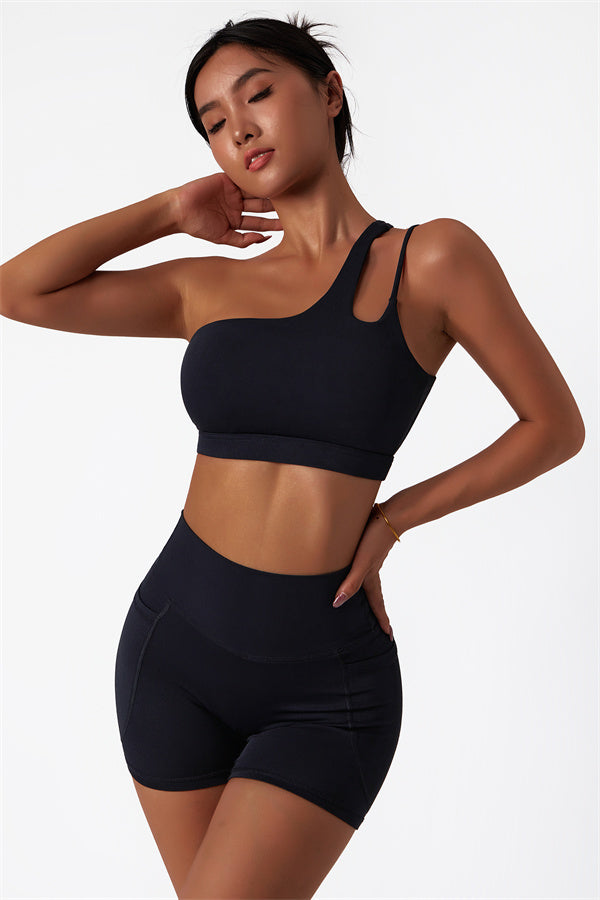 Asymmetrical One-Shoulder Sports Bra