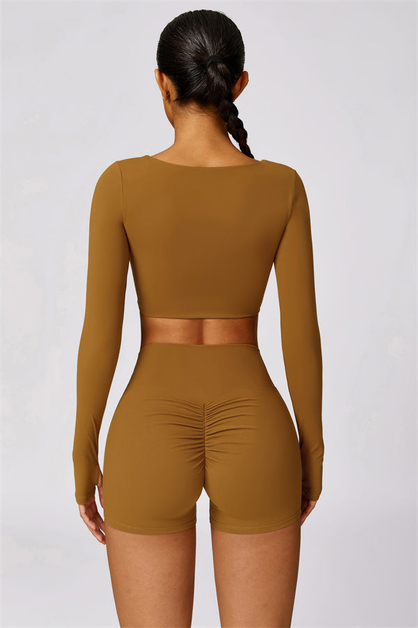 Twist Front Long Sleeve Crop Top