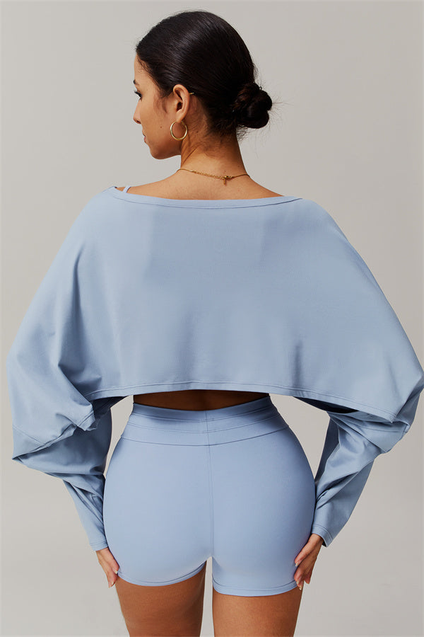 Asymmetrical Off-Shoulder Cropped Pullover