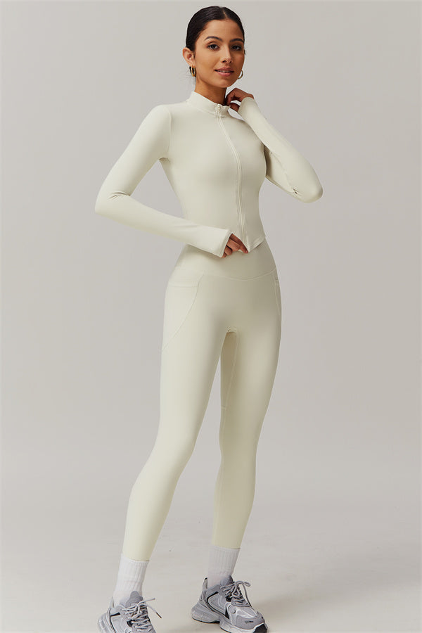 Zip-Up Stand Collar Active Jacket