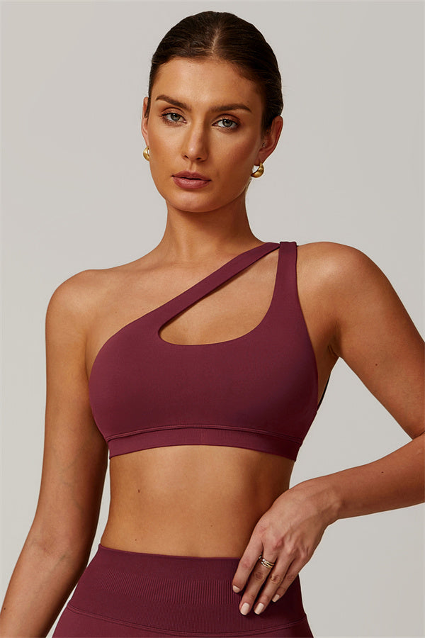 Asymmetrical Cutout One-Shoulder Sports Bra