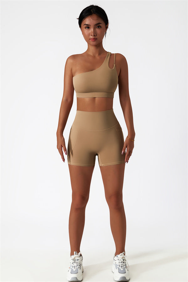Asymmetrical One-Shoulder Sports Bra