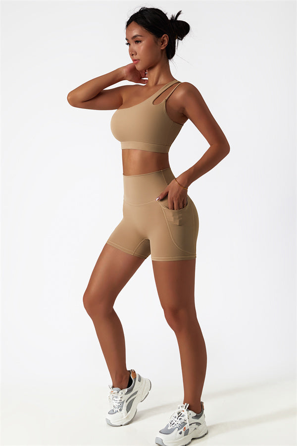 Asymmetrical One-Shoulder Sports Bra