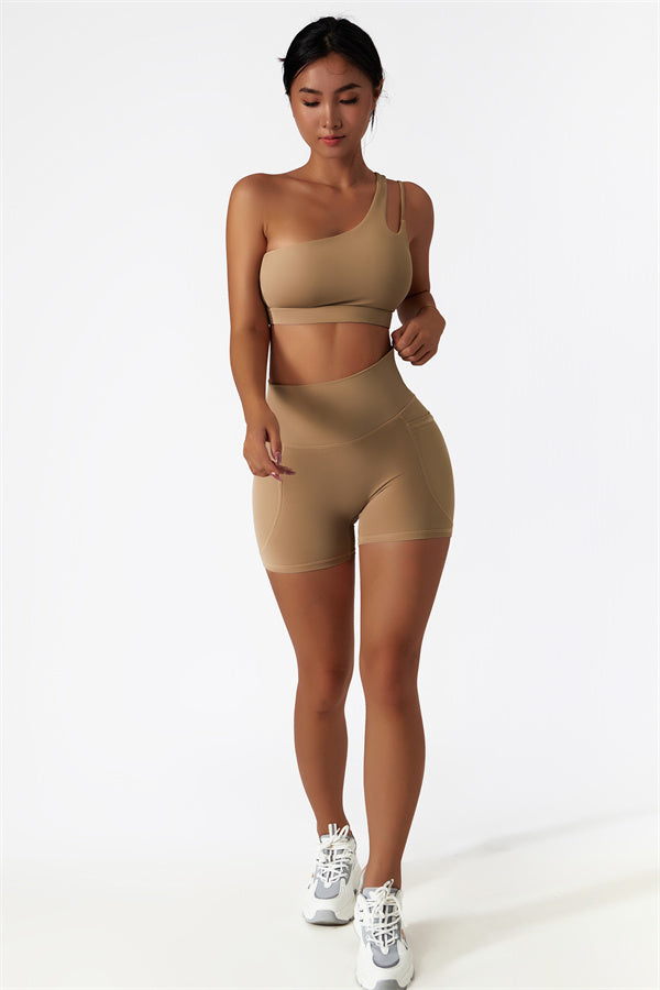 Asymmetrical One-Shoulder Sports Bra