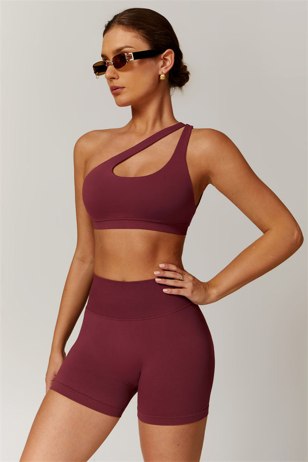 Asymmetrical Cutout One-Shoulder Sports Bra