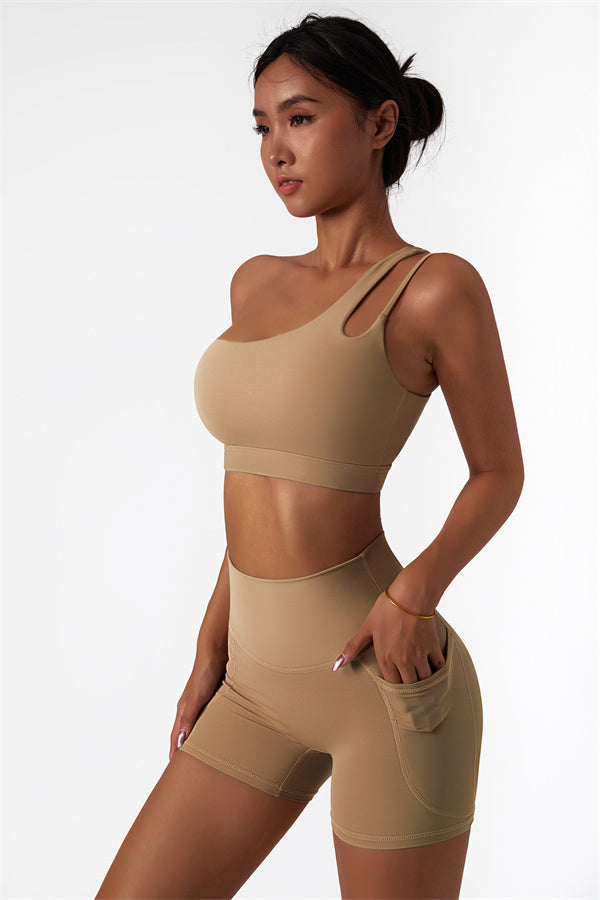 Asymmetrical One-Shoulder Sports Bra