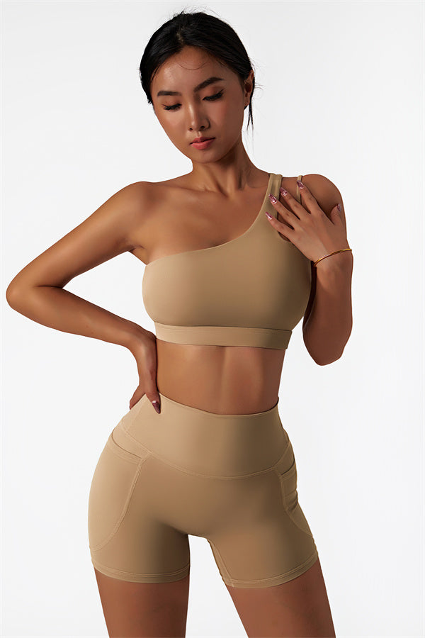 Asymmetrical One-Shoulder Sports Bra