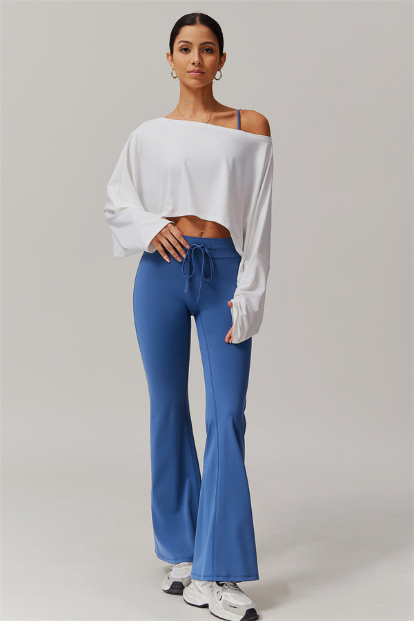 Asymmetrical Off-Shoulder Cropped Pullover
