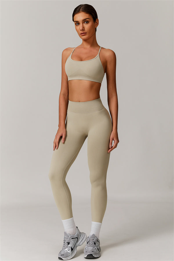 Seamless Cross-Back Sports Bra & Sculpt Legging Set