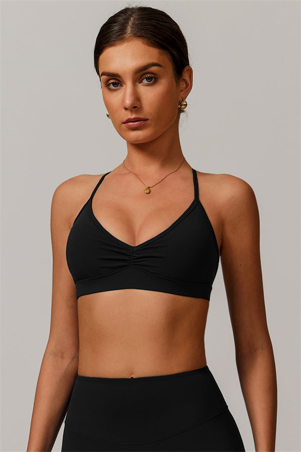 Pleated Crisscross Sports Bra
