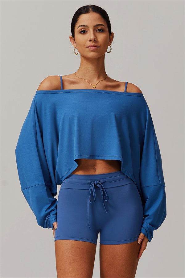 Asymmetrical Off-Shoulder Cropped Pullover