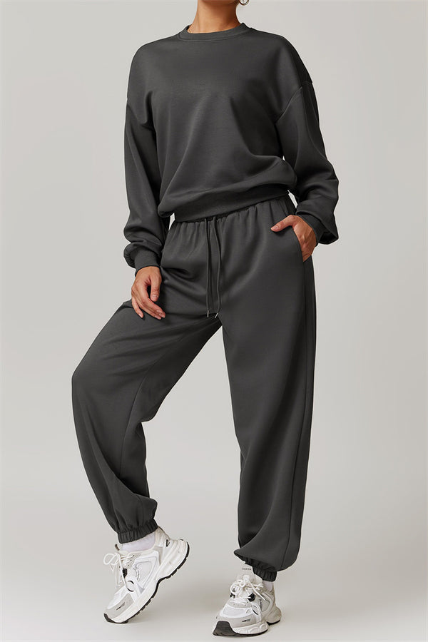 Elastic Waist Sweatpants with Side Pockets