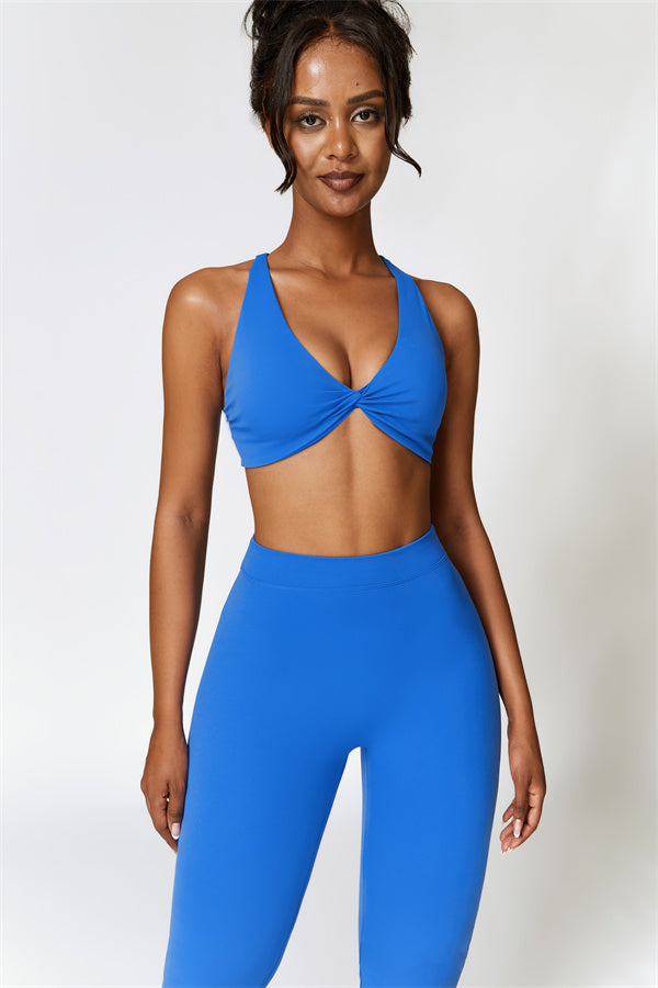 Twist-Front Sports Bra & Flared Leggings Set