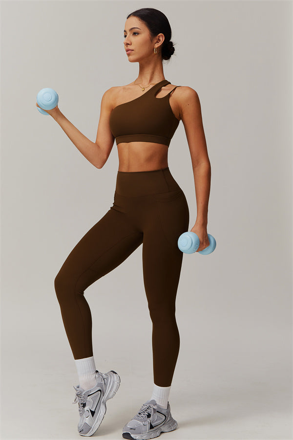 Asymmetrical One-Shoulder Sports Bra