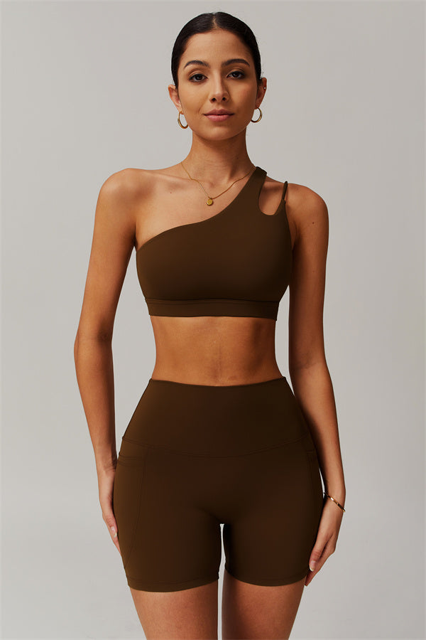 Asymmetrical One-Shoulder Sports Bra