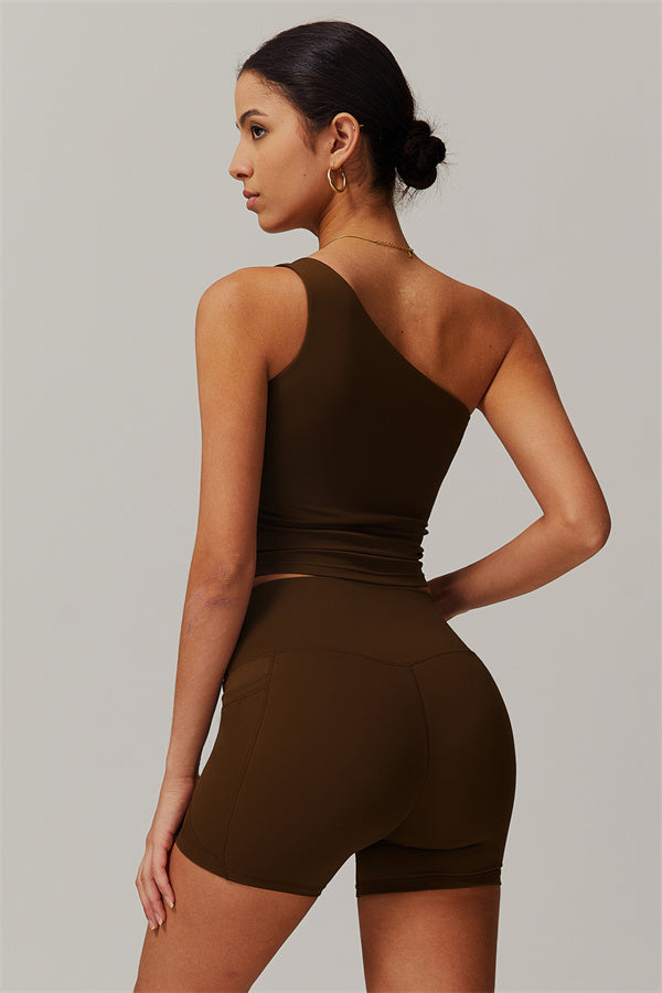 One-Shoulder Crop Top & Shorts Set