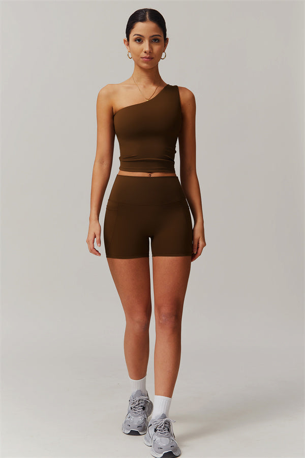 One-Shoulder Crop Top & Shorts Set