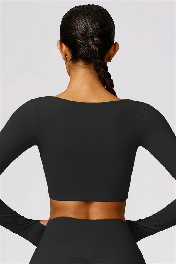 Twist Front Long Sleeve Crop Top