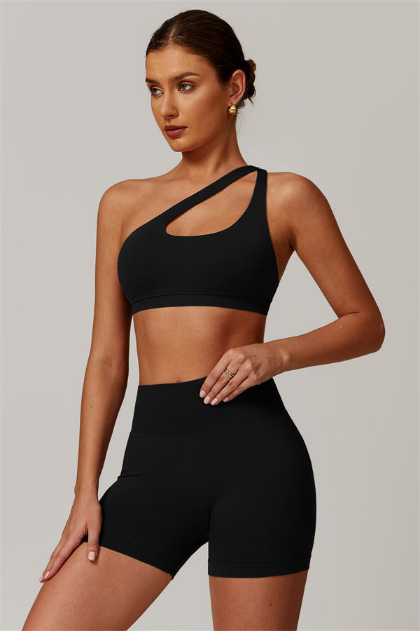 Asymmetrical Cutout One-Shoulder Sports Bra