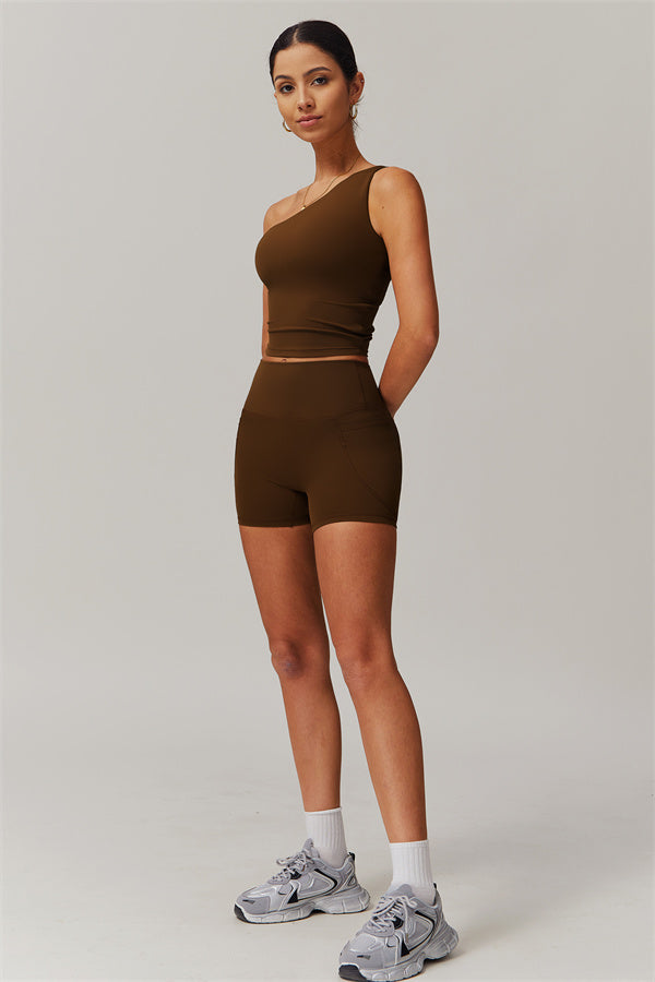 One-Shoulder Crop Top & Shorts Set