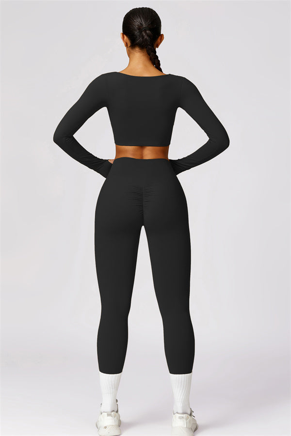 Twist Front Long Sleeve Crop Top