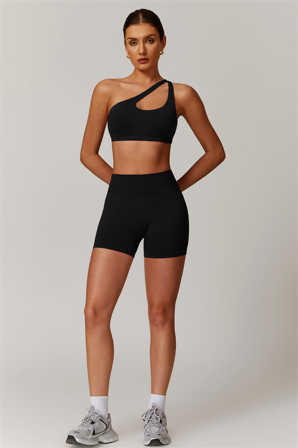 Asymmetrical Cutout One-Shoulder Sports Bra