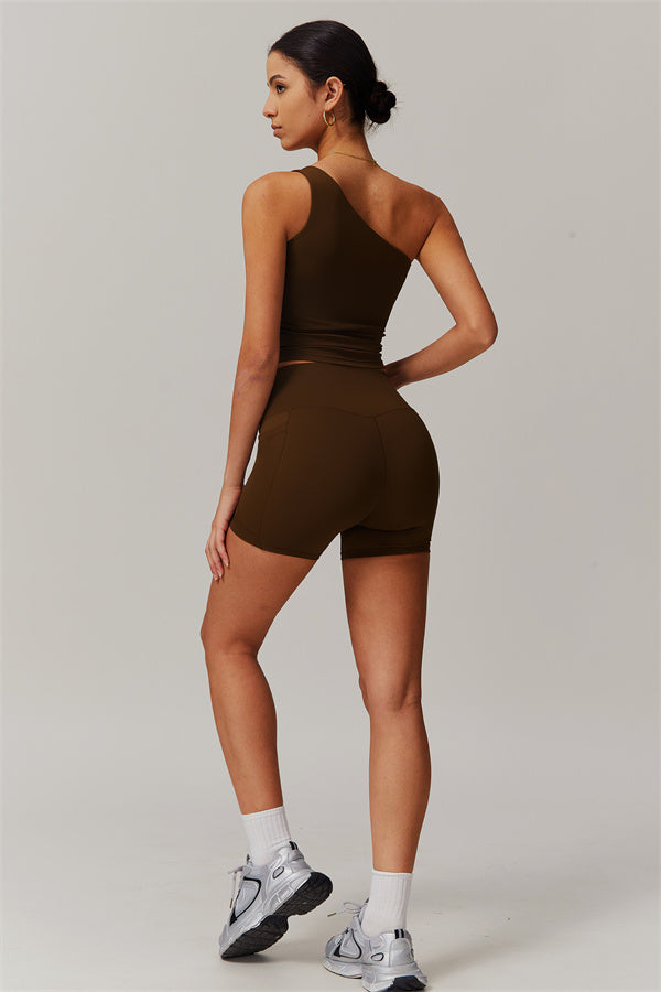 One-Shoulder Crop Top & Shorts Set