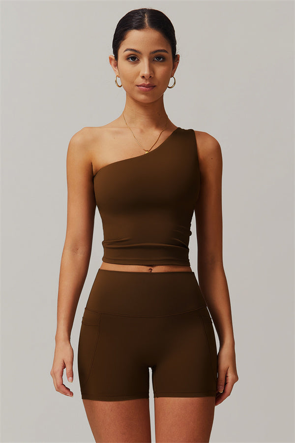 One-Shoulder Crop Top & Shorts Set