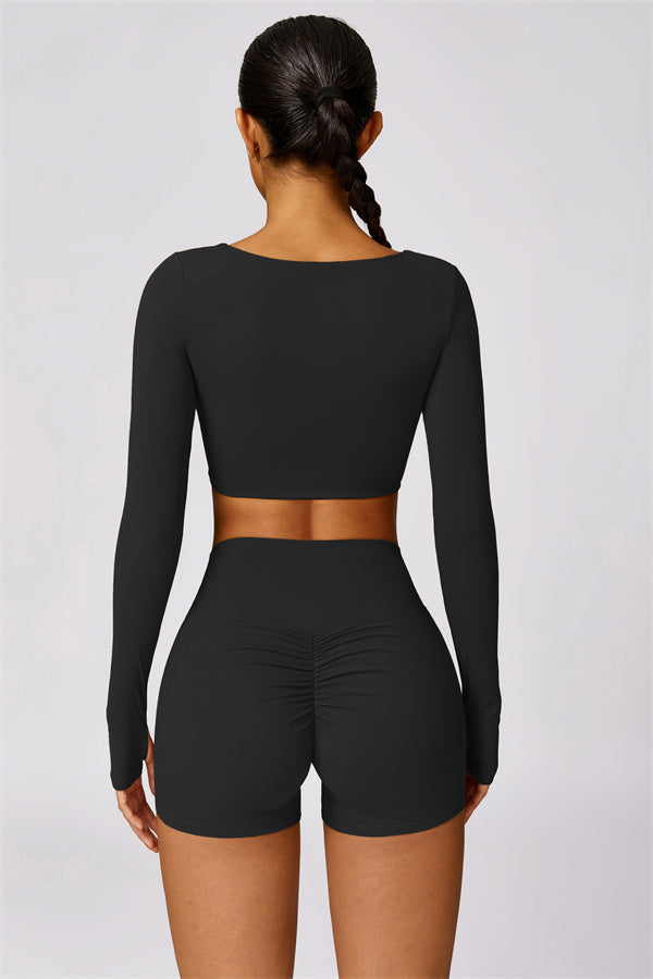 Twist Front Long Sleeve Crop Top