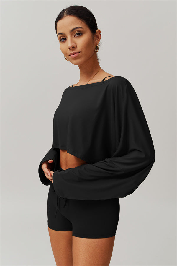 Asymmetrical Off-Shoulder Cropped Pullover
