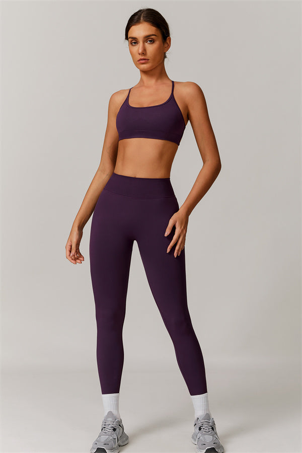 Seamless Cross-Back Sports Bra & Sculpt Legging Set