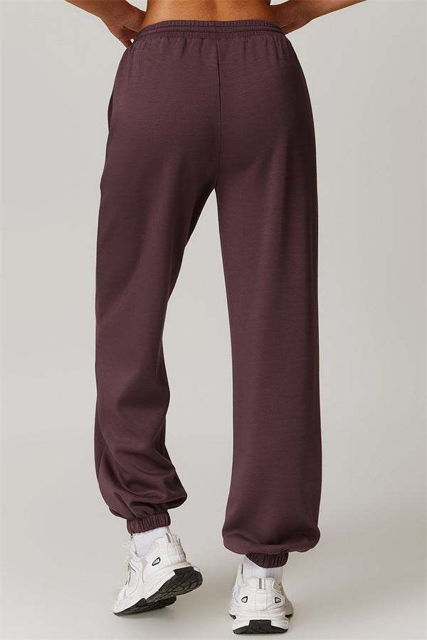 Elastic Waist Sweatpants with Side Pockets