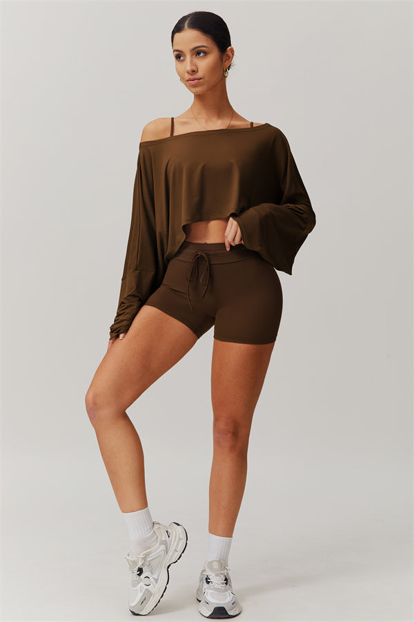 Asymmetrical Off-Shoulder Cropped Pullover