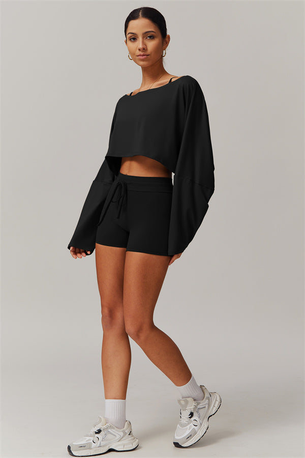 Asymmetrical Off-Shoulder Cropped Pullover