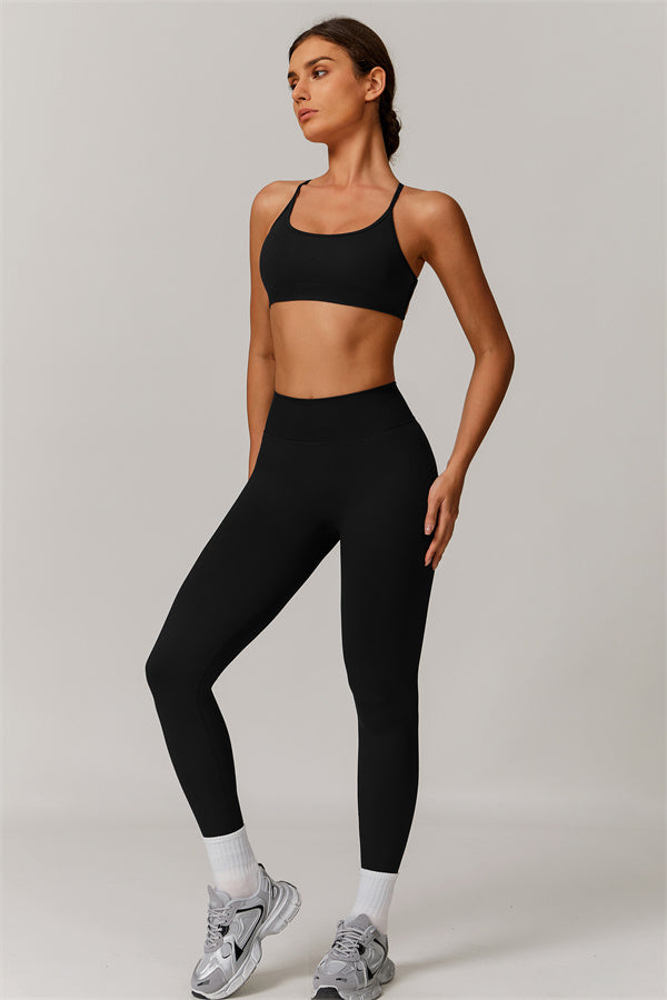 Seamless Cross-Back Sports Bra & Sculpt Legging Set