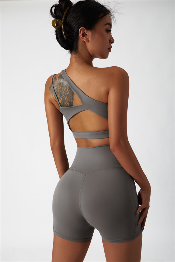 Asymmetrical One-Shoulder Sports Bra