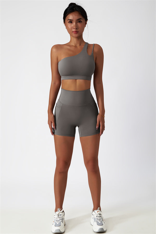 Asymmetrical One-Shoulder Sports Bra